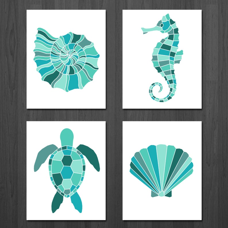 Nautical Nursery Nautical Decor Sea Life Wall Art Turtle ...