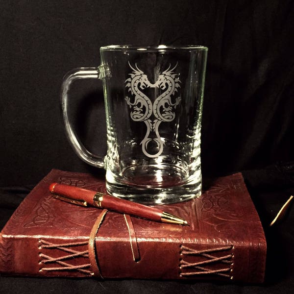 Personalised Engraved Celtic Dragon Tankard Glass