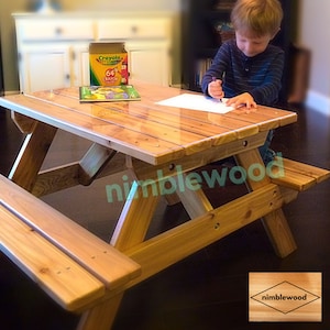 Kids Cedar Picnic Table / Preschool Cedar Picnic Table / Craft Bench for toddlers 2-7 years