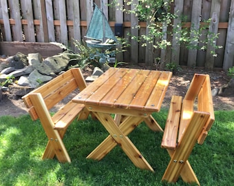 Kids' Cedar Picnic Table with Separate benches for kids 2 - 7 years Toddlers, Preschool