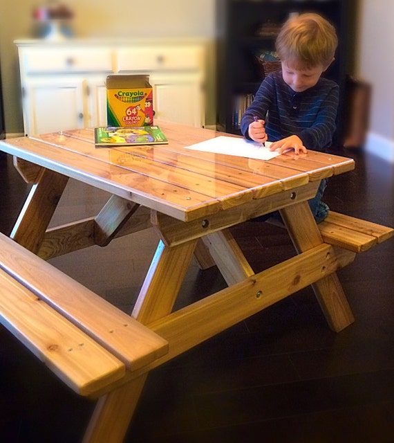 Kids Cedar Picnic Table Craft Bench For Kids Up To 7 Etsy