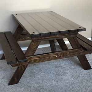 Kids Cedar Picnic Table / Preschool Cedar Picnic Table / Craft Bench for toddlers 2-7 years image 9