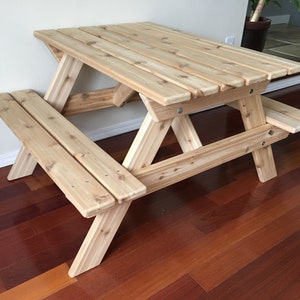 Kids Cedar Picnic Table / Preschool Cedar Picnic Table / Craft Bench for toddlers 2-7 years image 4