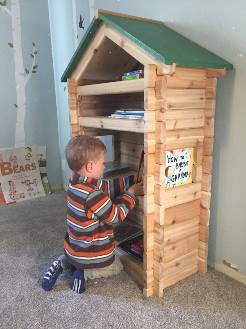 Kids / Child's Bookcase Log Cabin House Bookshelf Etsy