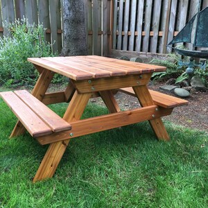 Kids Cedar Picnic Table / Preschool Cedar Picnic Table / Craft Bench for toddlers 2-7 years Weather Sealer (oil)