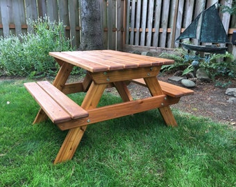 Kids / Preschool Cedar Picnic Table / Craft Bench for toddlers and up to 7 years