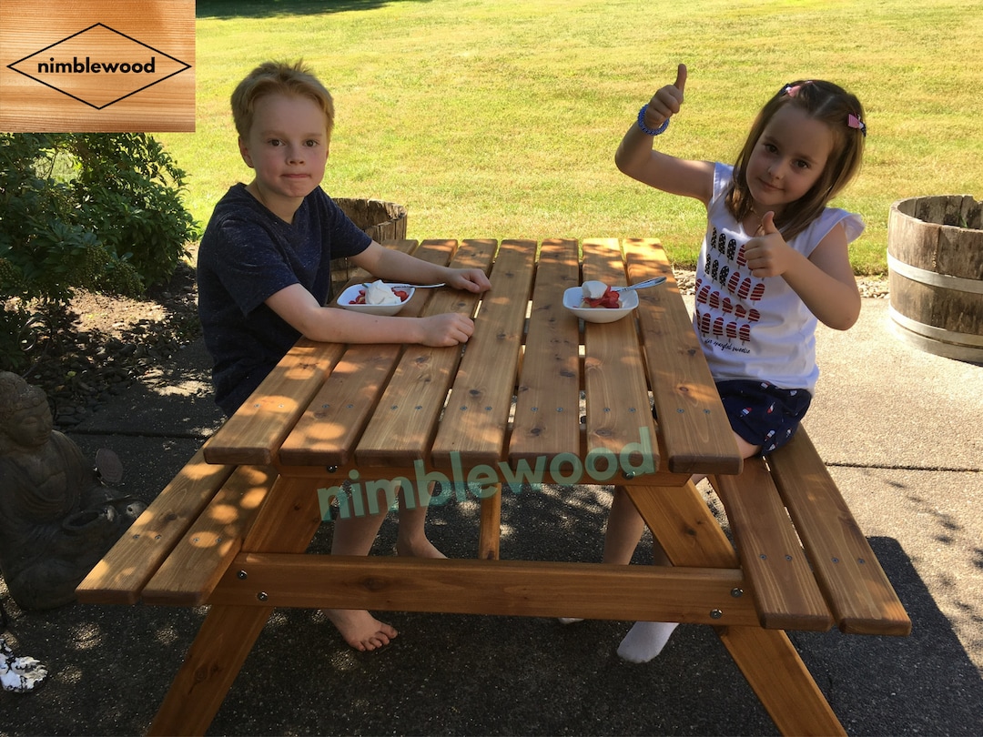 Kids Cedar Picnic Table Preteen Etsy