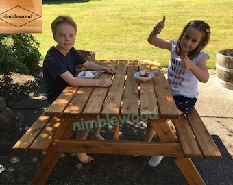 Preteen Kids Cedar Picnic Table / Bigger Kids Cedar Picnic Table