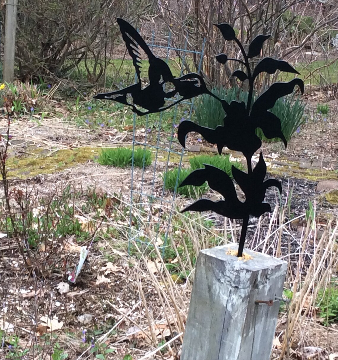 Hummingbird Metal Tree Bird Art Etsy