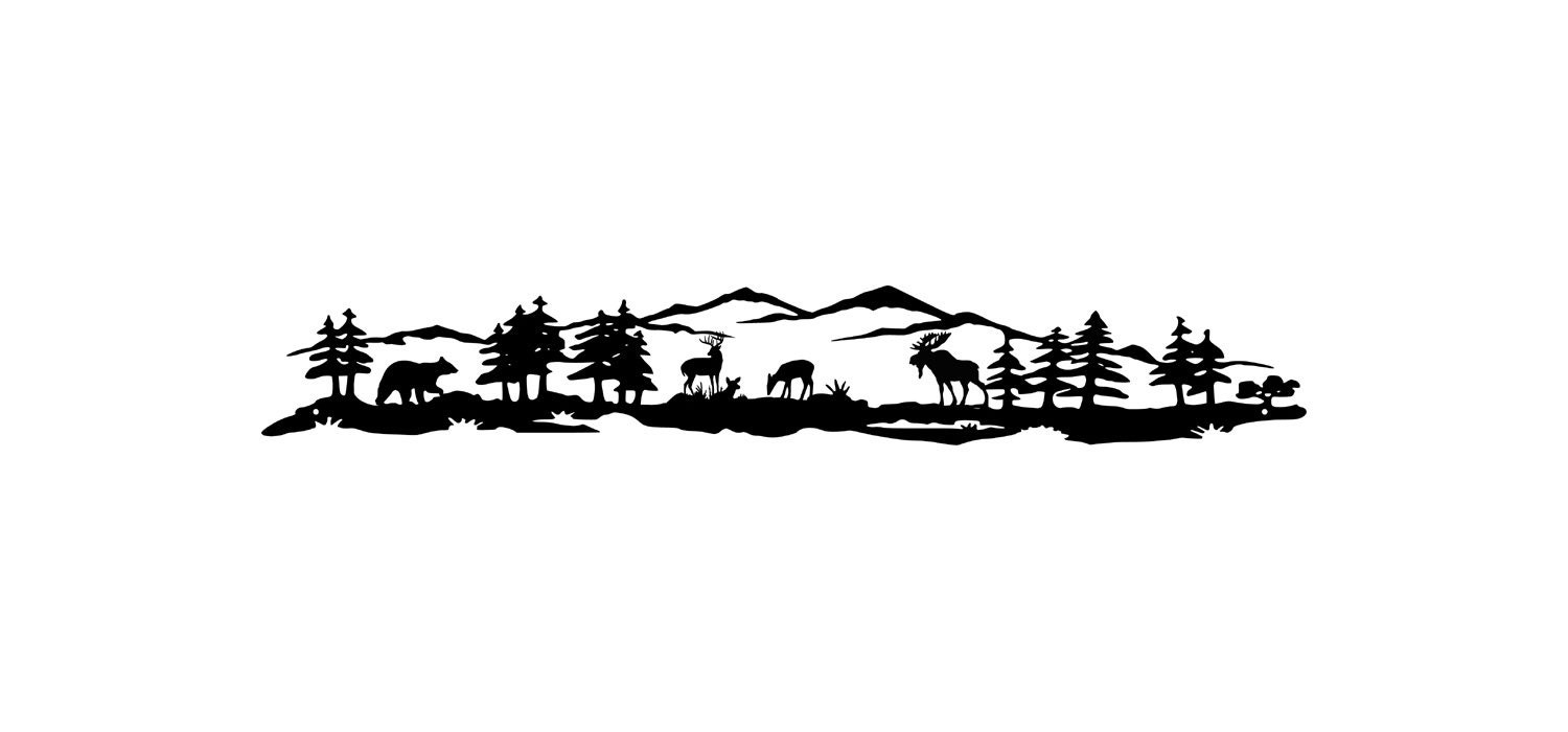 Moose Bear Deer Wall Scene Metal Sign Mural Deer Sign Etsy