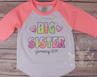 Big Sister Shirt, Big Sister Outfit, Neon Big Sister Shirt, Sister to be, Sibling Shirts, Sister Shirts, Little Sister shirt, big sis.