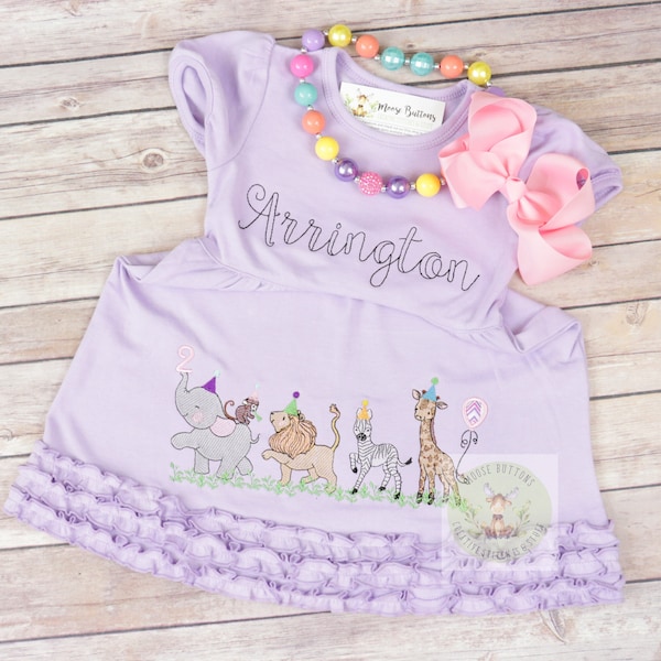 Party Animal birthday dress, Girls Birthday, Animal birthday, Zoo Animal Birthday Shirt, Giraffe Birthday, Safari Birthday, Animal Cracker.
