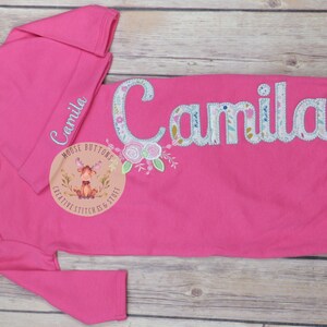 Baby girl coming home outfit, girls baby gown, newborn girl coming home outfit, baby girl hat with bow, Applique name gown.