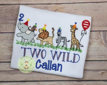 Two Wild, Boy Party Animal birthday shirt, Boys Birthday, Animal birthday, Zoo Animal Birthday Shirt, Elephant Birthday.
