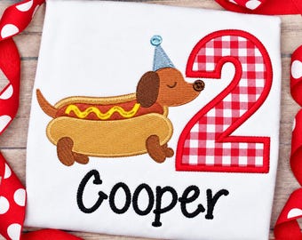 Boys Hotdog birthday shirt, Boys Birthday, Weenie dog birthday, Hotdog Birthday Shirt,  Weenie Birthday, BBQ Birthday Shirt.