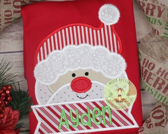 Girls Christmas Santa Shirt, Christmas Santa Shirt,  Santa Cheetah Shirt,  Christmas Outfit, Santa Hat Shirt.