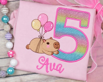 Capybara Birthday Shirt,  Capi Birthday, Capybara Party Animal, Girls 5th Birthday