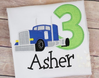 Boys Semi truck birthday shirt, Semi Birthday, Heavy Duty Truck Birthday, Trucker Birthday, Trucker Shirt, Boys Big Truck Birthday.