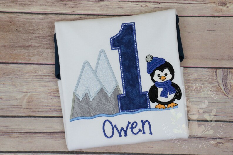 Boys Winter Penguin Birthday Shirt, Wonderland Party Outfit immagine 1