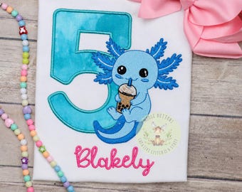 Axolotl Birthday Shirt, Party Animal, Girls Water Birthday, Axolotl Party Shirt