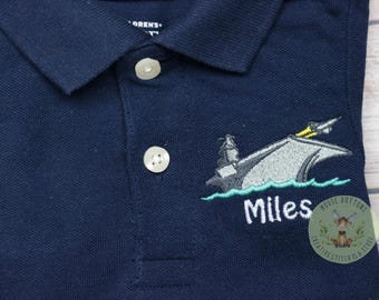 Jet Polo Shirt, Boys Fighter Jet Polo, F-18 Collared Shirt, Super Hornet Collared Themed Shirt, Aircraft Carrier Polo.