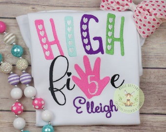 Gils Fifth Birthday Shirt, High Five Birthday Shirt, Girths 5th Birthday, High Five Birthday.