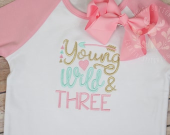 Young Wild & Three Birthday Shirt, Wild Birthday, Girls Wild and Three Birthday, Girls Wild Birthday, Wild And Three Birthday, 3rd Birthday