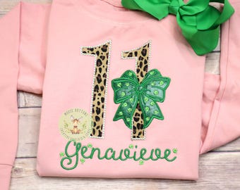 St. Patricks Day Birthday Shirt, St, Paddies' Birthday, Bow Birthday Shirt, Shamrock Birthday Shirt, Lucky Clover Birthday.