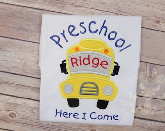 Back To School Shirt, Preschool Shirt, first day of school, personalized school shirt, Preschool, School Bus, personalized kids shirt.