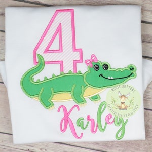 Girls Alligator Birthday Shirt, Alligator Shirt, 1st Birthday Alligator Shirt, Gator Birthday, Alligator Party, Gator Girl Shirt, Gator Top. immagine 1
