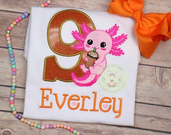 Axolotl Birthday Shirt, Party Animal, Girls Axolotl Birthday Shirt, Girls Birthday, Under The Sea Birthday.
