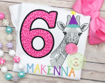 Party Animal birthday shirt, Girls Birthday, Animal birthday, Zoo Animal Birthday Shirt, Giraffe Birthday, Bubblegum Birthday.