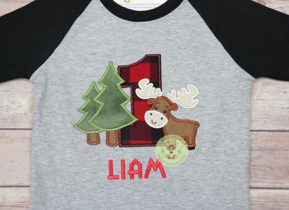Boys birthday moose shirt, Buffalo plaid birthday, forest moose birthday, baby moose birthday, plaid moose birthday, 1st moose birthday