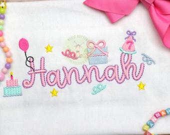 Name Birthday Shirt, Party birthday shirt, Girls Birthday, Name birthday, Monogram Party Birthday Shirt.