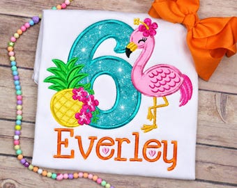 Girls Flamingo Birthday Shirt, Flamingo pineapple Birthday, Flamingo Party, Flamingo Birthday Shirt, First Birthday, Pineapple Birthday.