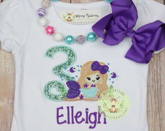 Girls Mermaid Birthday Shirt, Mermaid Birthday, Mermaid Shirt, Mermaid Party, Girls Mermaid Party.