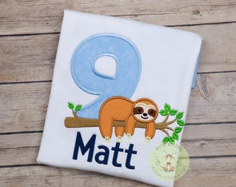 Boy Sloth birthday shirt, Boys Birthday, Sloth birthday, Zoo Animal Birthday Shirt, Sloth Birthday, Party Sloth Shirt.