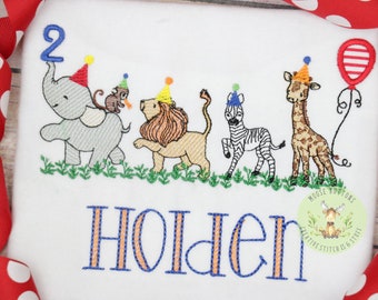 Chemise d'anniversaire d'animal de fête pour garçon, anniversaire de garçon, anniversaire d'animal, chemise d'anniversaire d'animal de zoo, anniversaire d'éléphant, chemise d'éléphant de fête.