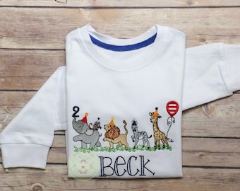 Boy Party Animal birthday Sweater, Boys Birthday, Animal birthday, Zoo Animal Birthday Shirt, Elephant Birthday, Party Elephant Sweater.