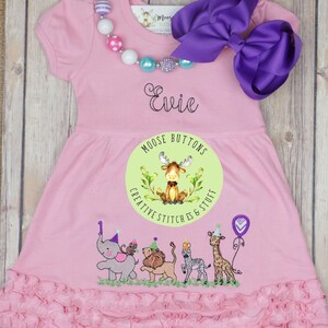 Party Animal birthday dress, Girls Birthday, Animal birthday, Zoo Animal Birthday Shirt, Giraffe Birthday, Safari Birthday, Animal Cracker.