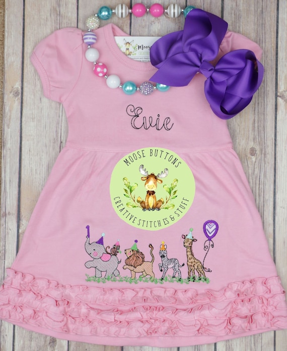 open lace back dress Birthday Party Animals Dress Size 12M main image 1