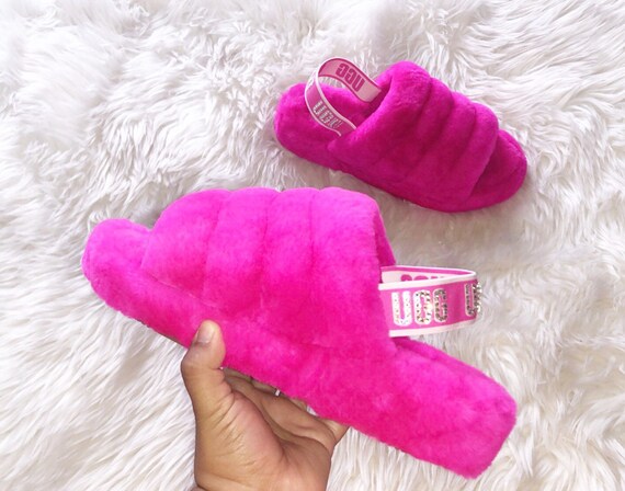 ugg slippers fluff yeah pink
