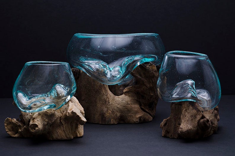 Root & Blown Glass Terrarium Vase Fish Bowl Candle Holder Etsy