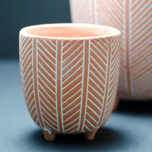 Chevron Footed Planter Terra Cotta Plant Pot With Feet Etsy