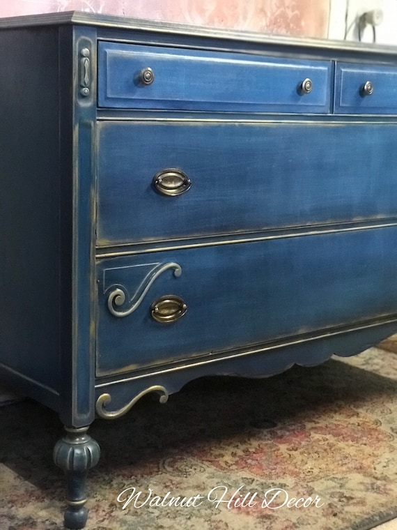 denim blue dresser Easton Bachelor Chest in Denim Blue Finish