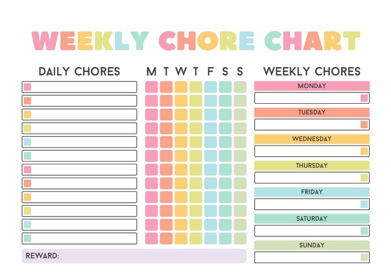 KIDS CHORE CHART - Etsy