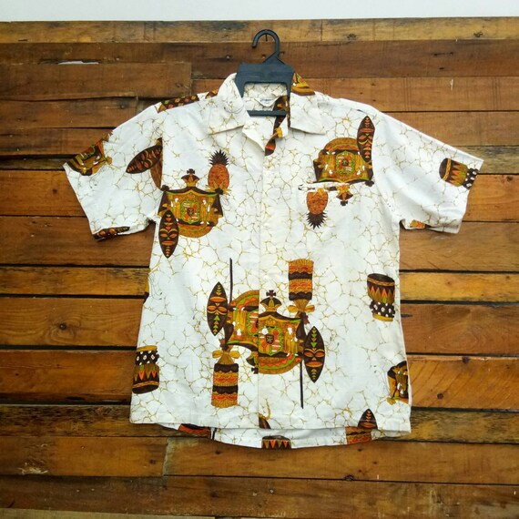 Vintage 60s Tropicana Barkcloth Hawaii Shirt, Fit