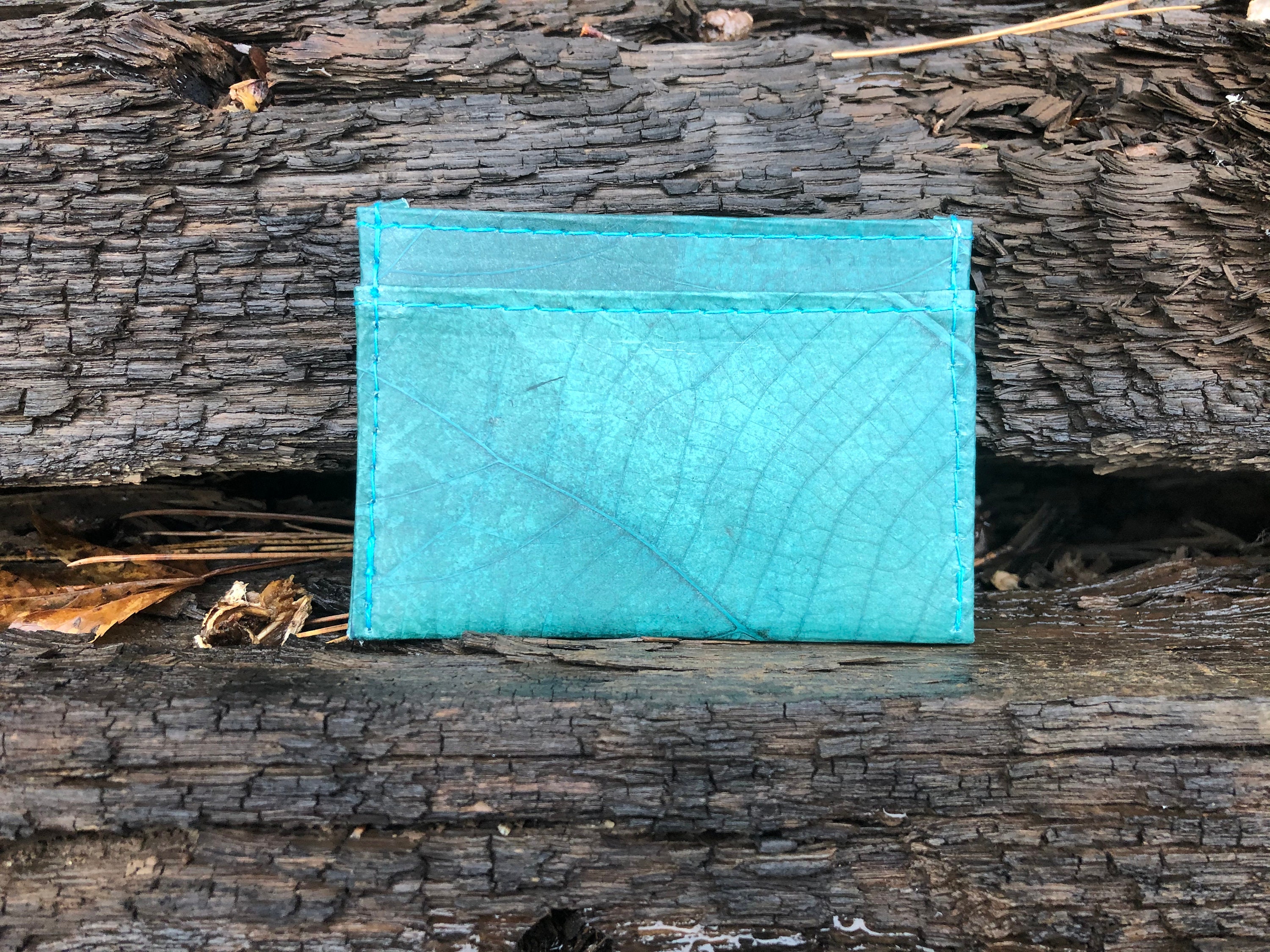 Leaf Leather Slim Wallet Card Holder Handmade Animal Friendly Vegan ...