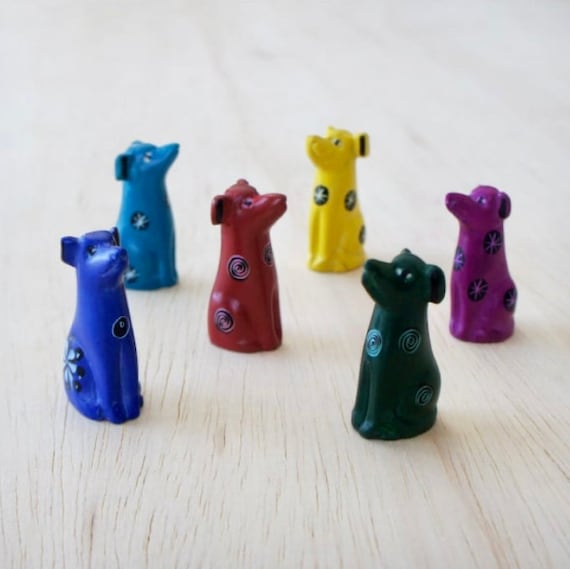 Pair of Carved Stone Tiny Dogs  | Soapstone | Kasii | Fair Trade | Kenya |