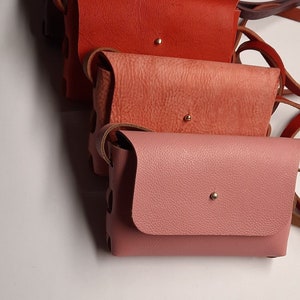 Festival Bag.Party bag_leather red-rose colors_cross body or handbag use